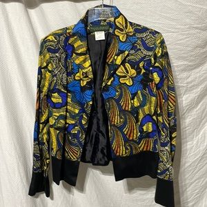 Harve Bernard 10 fully lined open front bold print jacket euc vintage